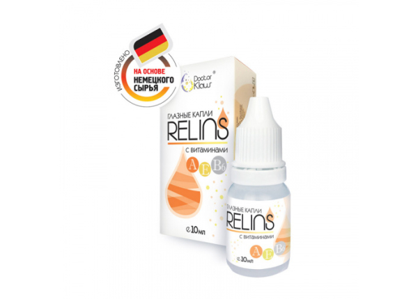 Капли глазные "RELINS" (Релинз)с витаминами A,E,B6