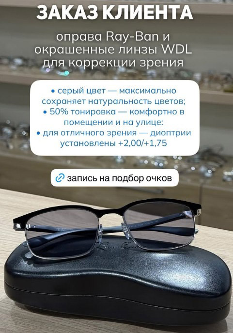 Оправа ray-ban и окрашенные линзы WDL